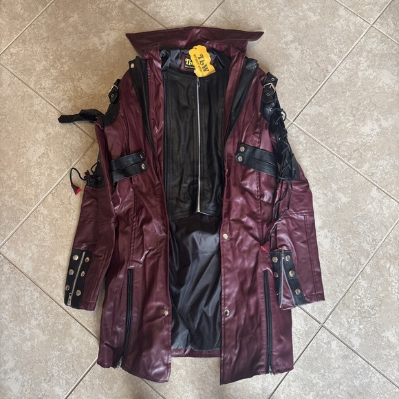 NWT Men's Gothic Steampunk Matrix Leather Trench Coat Jacket XS
